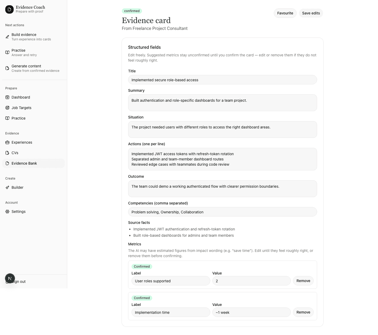 Evidence Coach screenshot 2